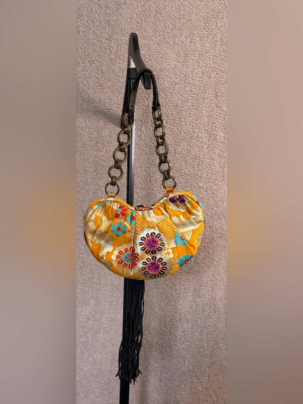 Shanghai Tang Vintage Silk Floral Chinese Knot Tassel Evening Shoulder Bag - Picture 2 of 5